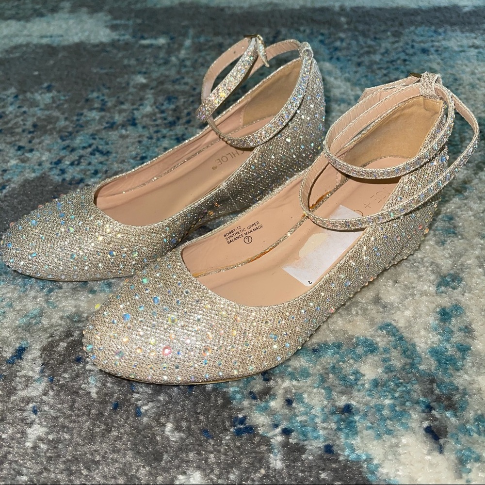 Chase+Chloe Glitter Embellished Strappy Wedges